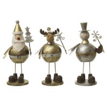 GOLD SANTA SNOWMAN AND DEER METALLIC CHRISTMAS FIGURES